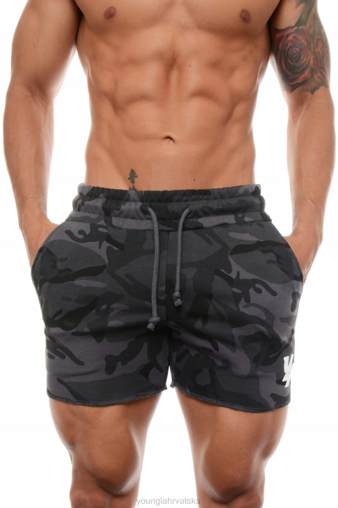102 frotir hlače za bodybuilding muškarci YoungLA maskirno crna V420648 odjeća